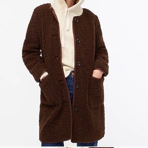 J.crew collarless teddy sherpa jacket